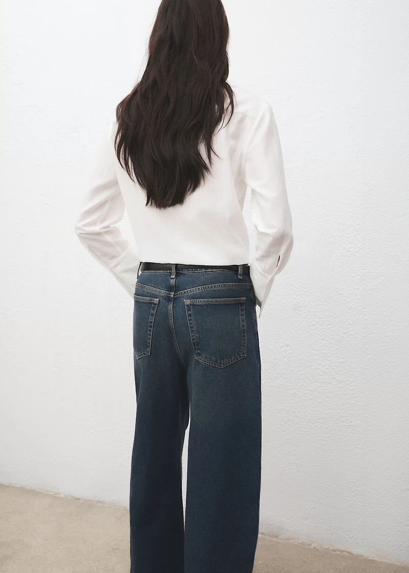 Embroidered shirt with lace accents