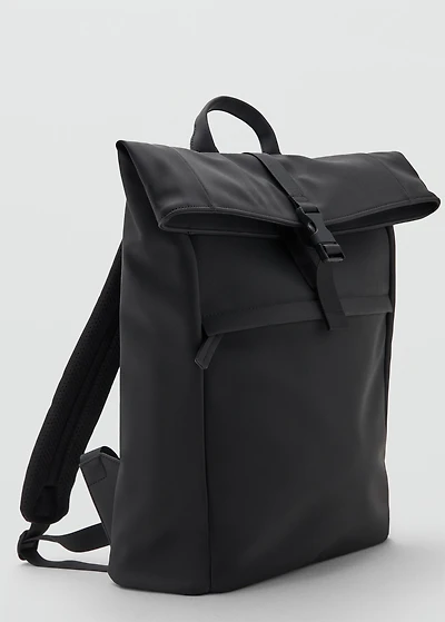 Rubberized backpack with flap closure