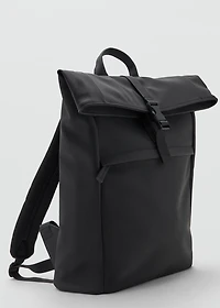 Rubberized backpack with flap closure