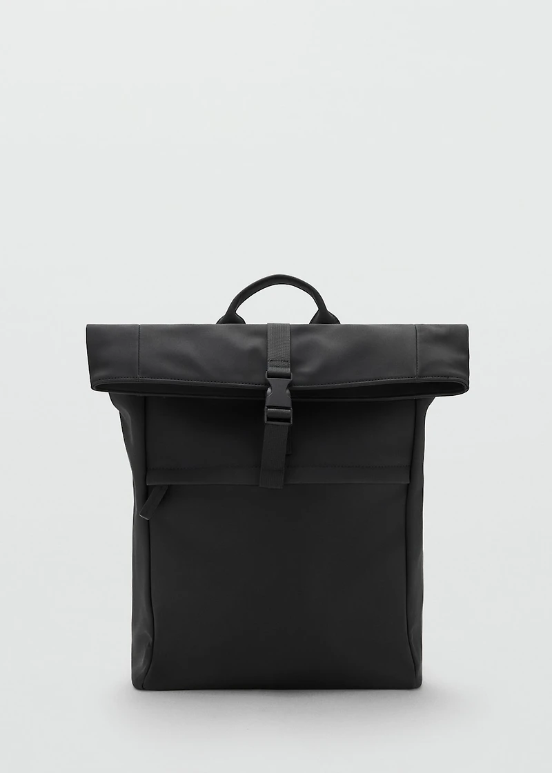 Rubberized backpack with flap closure