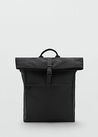 Rubberized backpack with flap closure