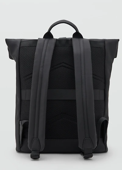 Rubberized backpack with flap closure