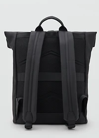 Rubberized backpack with flap closure