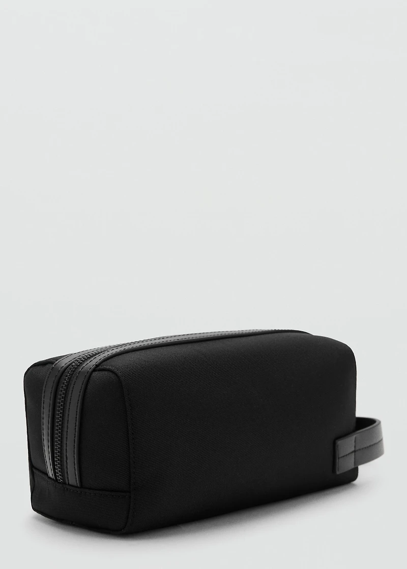 Toiletry Bag with Leather Details