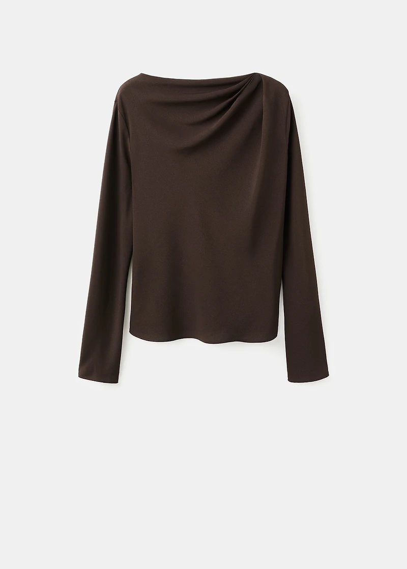 Draped boat-neck blouse