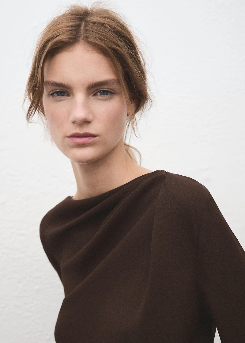 Draped boat-neck blouse