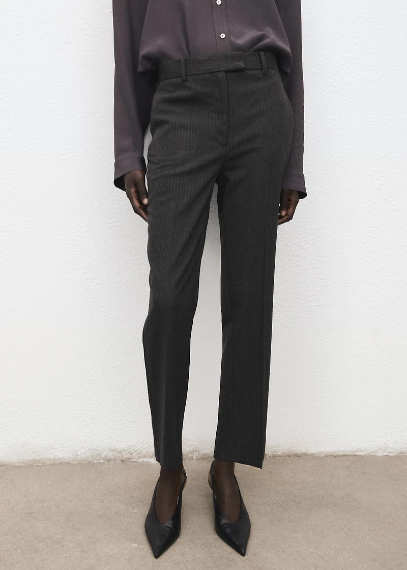 Slim cropped pinstripe pants