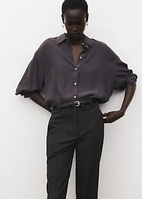 Slim cropped pinstripe pants