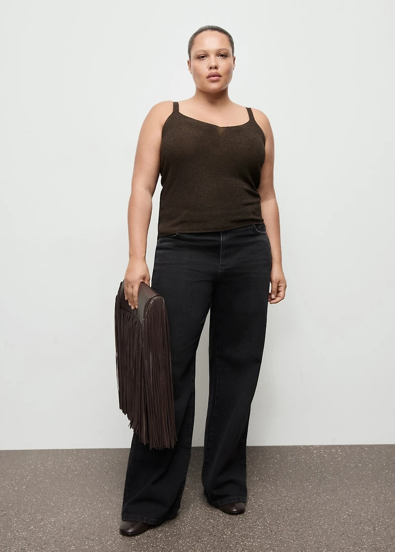 Lurex knitted V-neck top