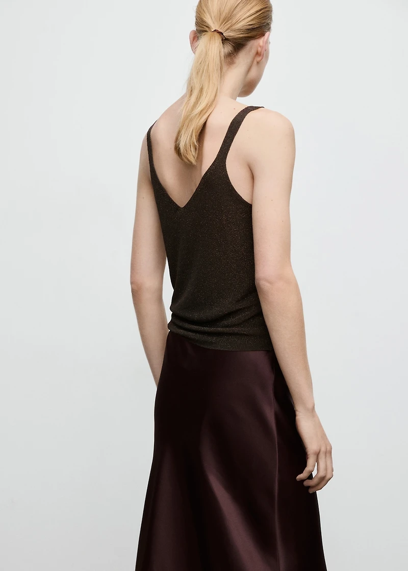 Lurex knitted V-neck top