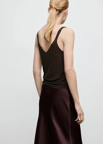 Lurex knitted V-neck top