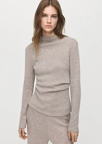 Fine-knit perkins-neck sweatshirt