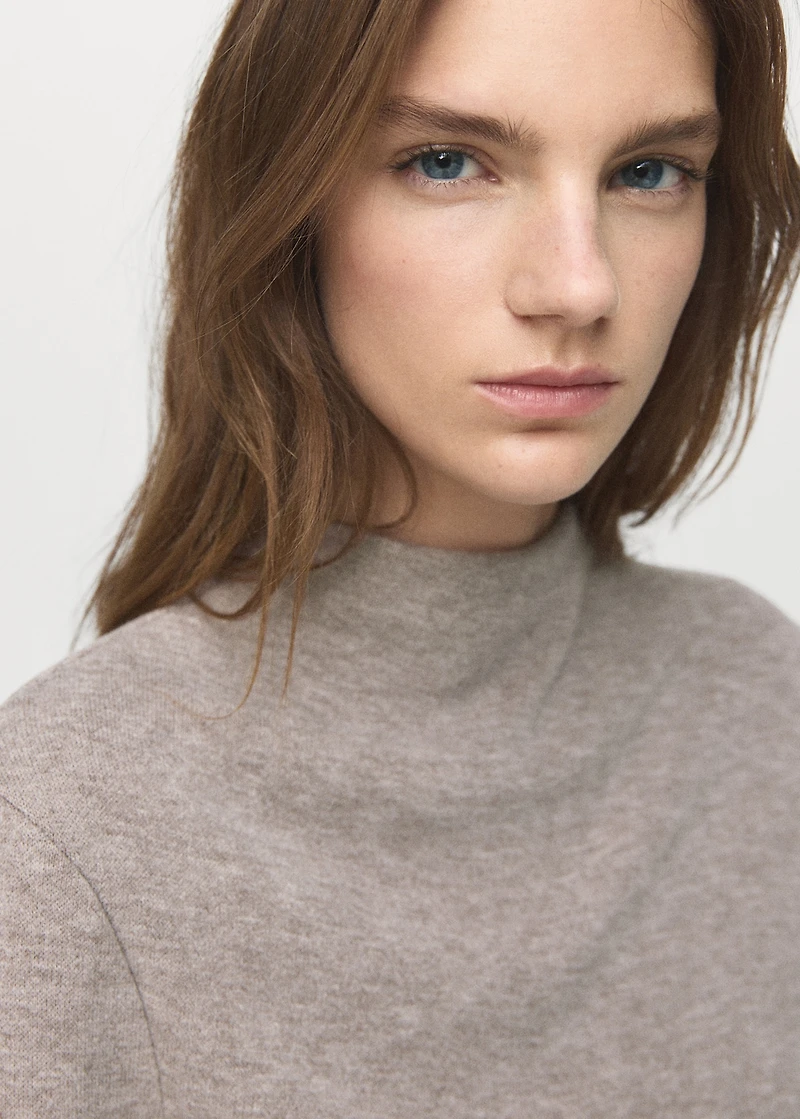 Fine-knit perkins-neck sweatshirt