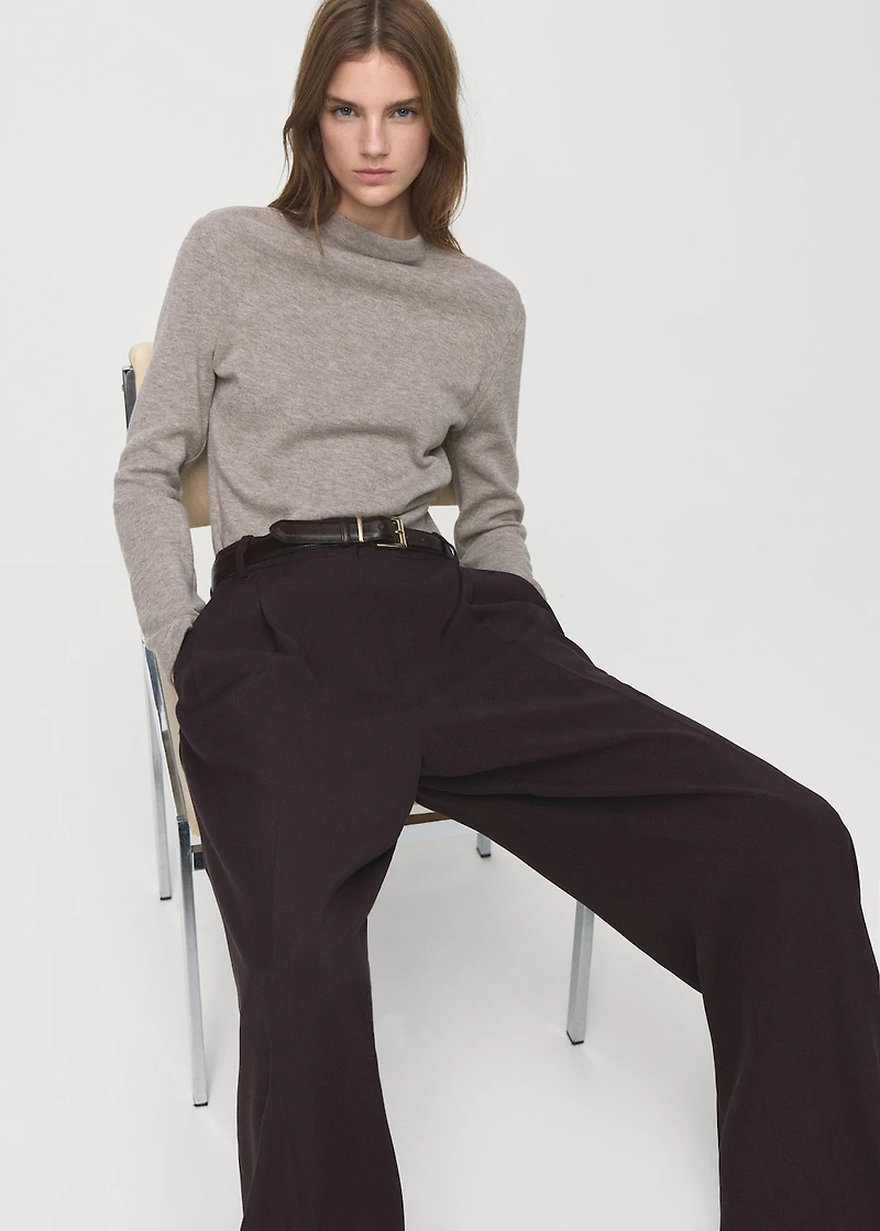 Fine-knit perkins-neck sweatshirt