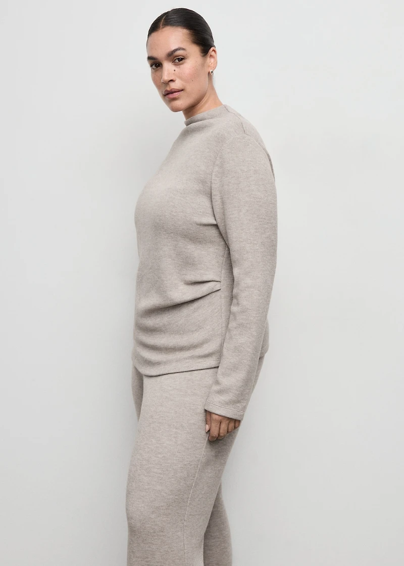 Fine-knit perkins-neck sweatshirt