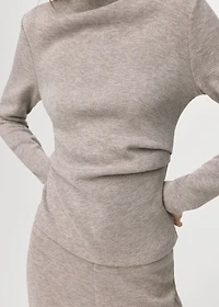 Fine-knit perkins-neck sweatshirt