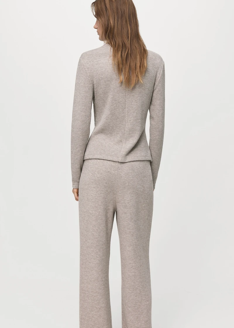 Fine-knit perkins-neck sweatshirt