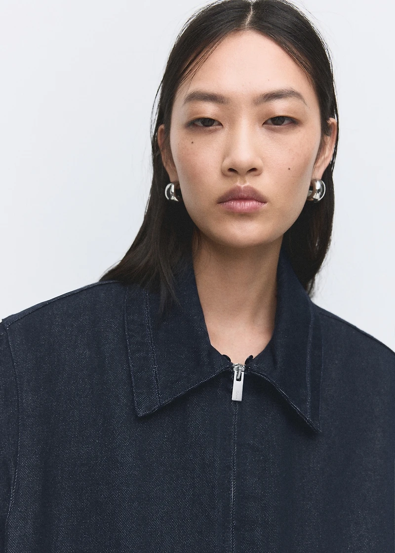 Denim jacket with fur collar