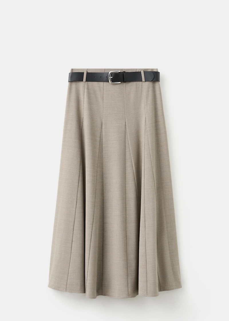 A-line skirt with godets and belt