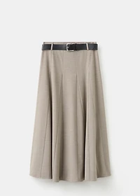 A-line skirt with godets and belt