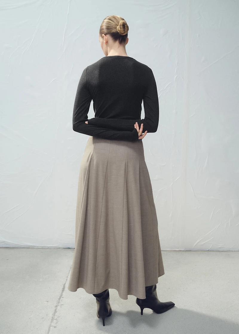 A-line skirt with godets and belt
