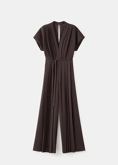 Pleated jumpsuit with belt