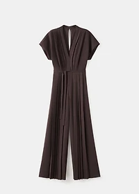 Pleated jumpsuit with belt