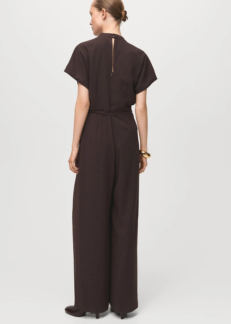 Pleated jumpsuit with belt