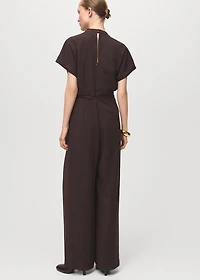 Pleated jumpsuit with belt