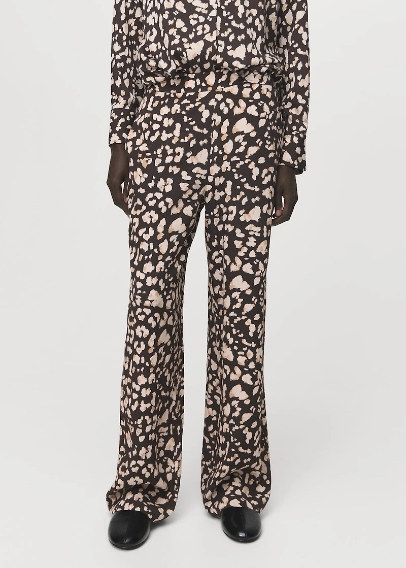 Elastic waist printed trousers
