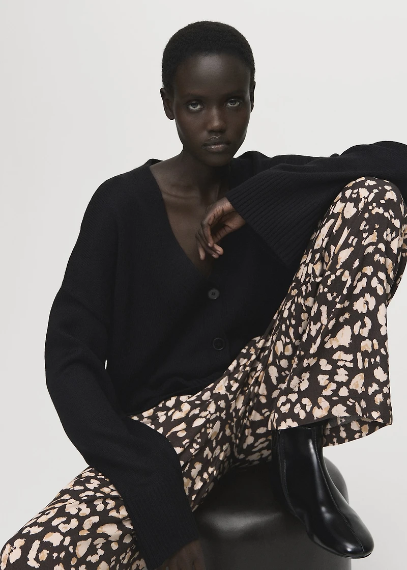 Elastic waist printed trousers