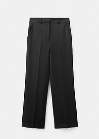 Satin straight-fit pants