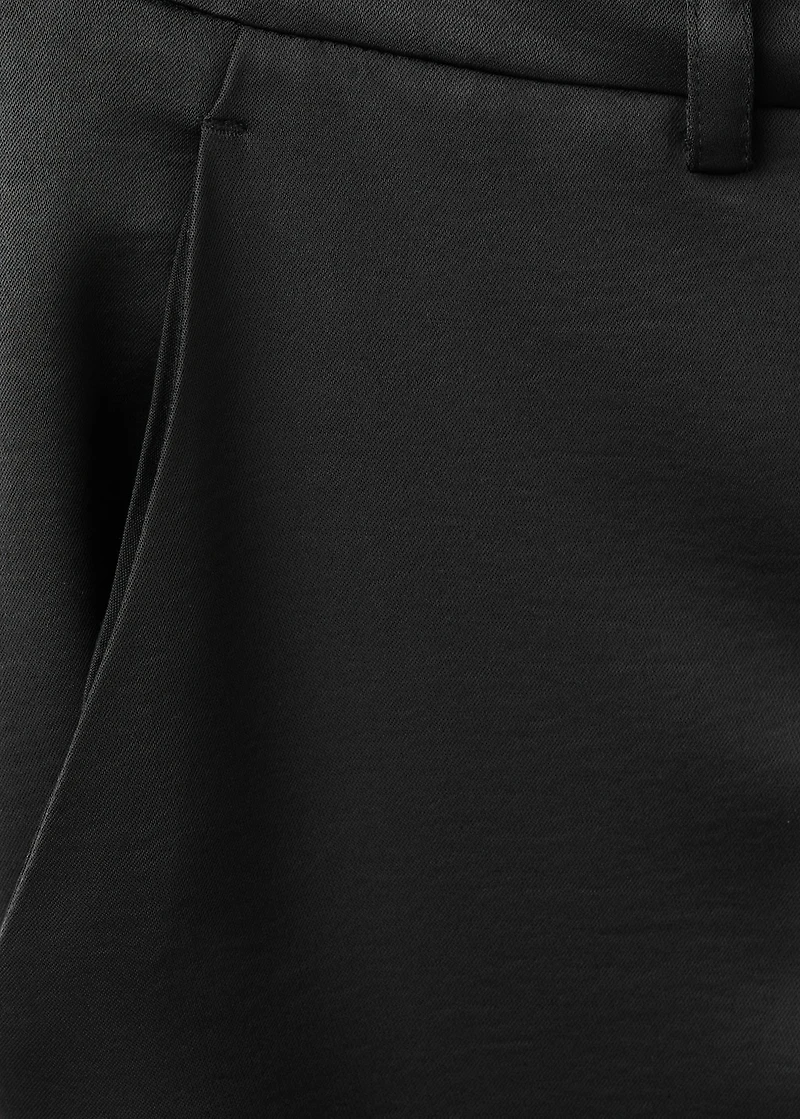 Satin straight-fit pants