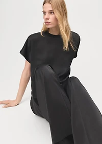 Satin straight-fit pants