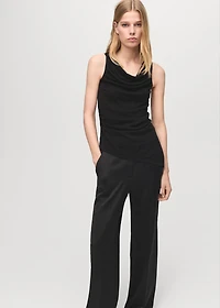 Satin straight-fit pants