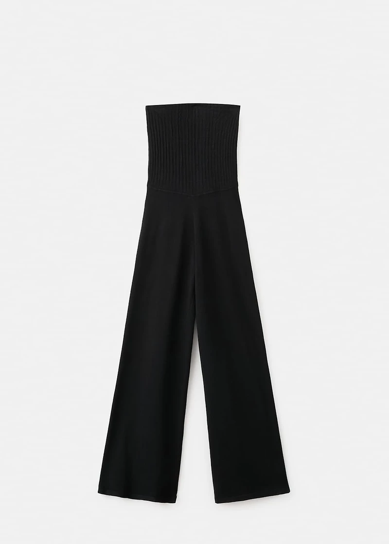 Straight-fit pants with elastic waist