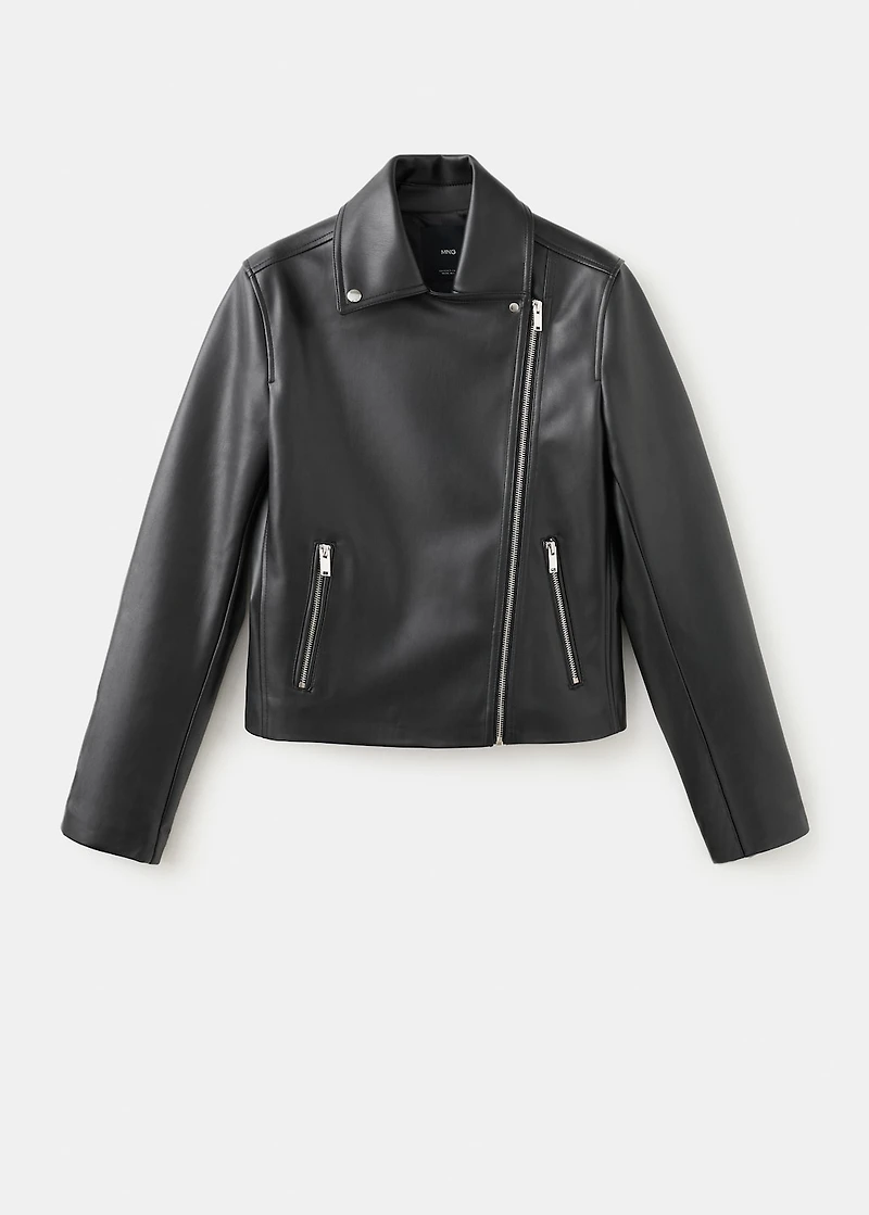 Faux-leather biker jacket