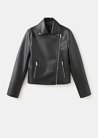 Faux-leather biker jacket