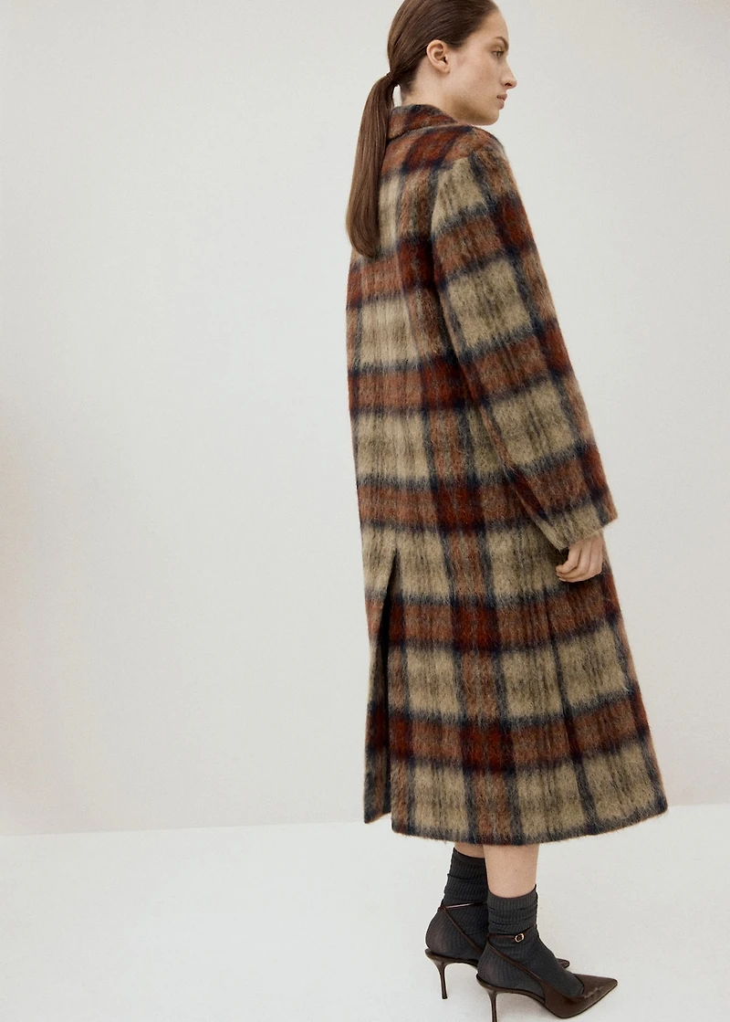 Wool-blend check coat