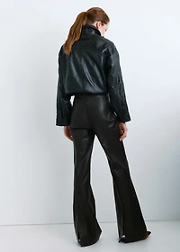 Wide-leg faux-leather pants