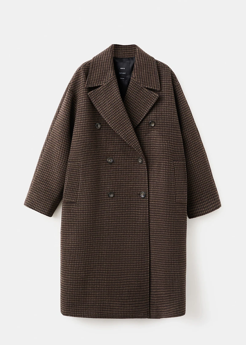Wool-blend micro-houndstooth coat