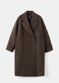 Wool-blend micro-houndstooth coat
