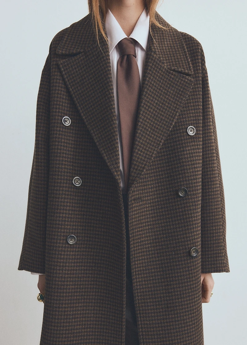 Wool-blend micro-houndstooth coat