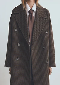 Wool-blend micro-houndstooth coat