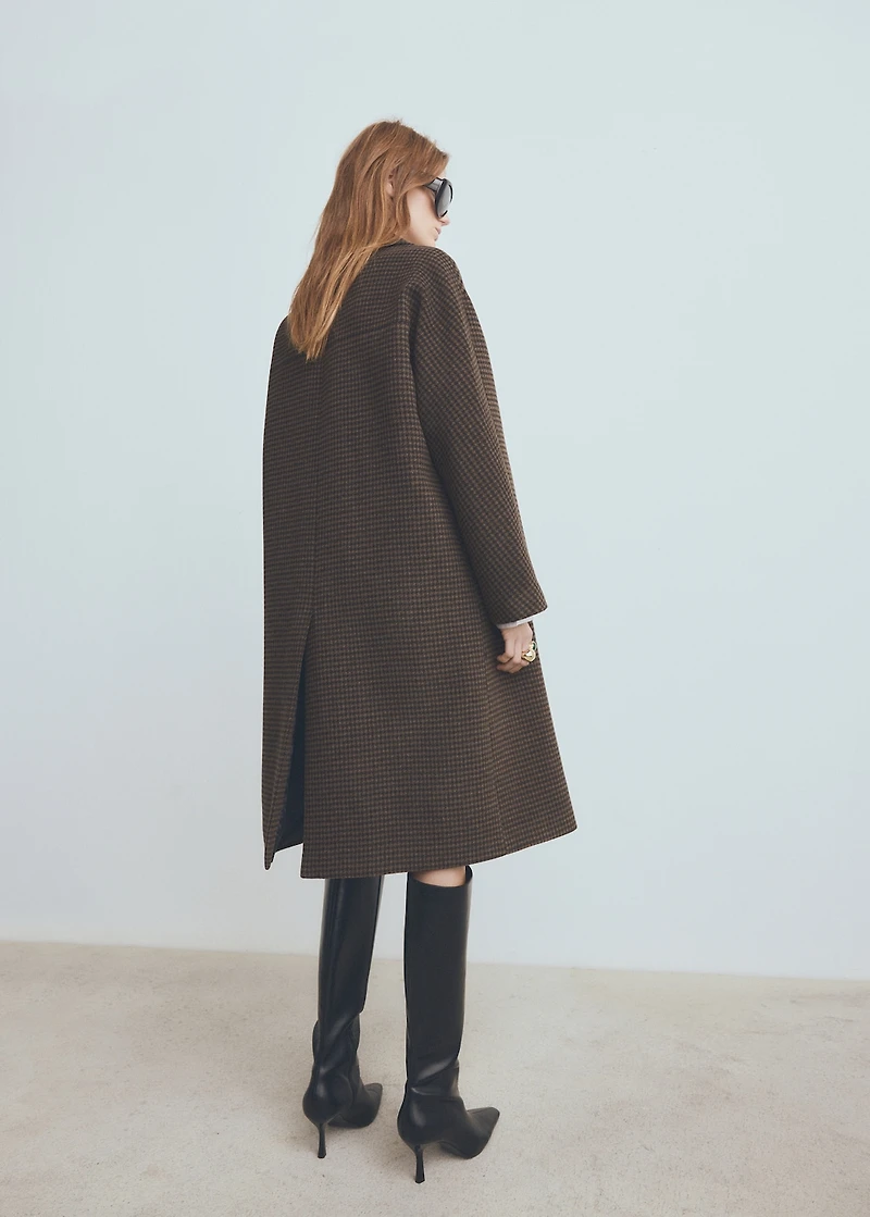 Wool-blend micro-houndstooth coat