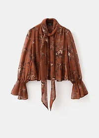 Floral-print blouse with bow