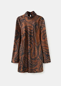 Paisley-print satin dress