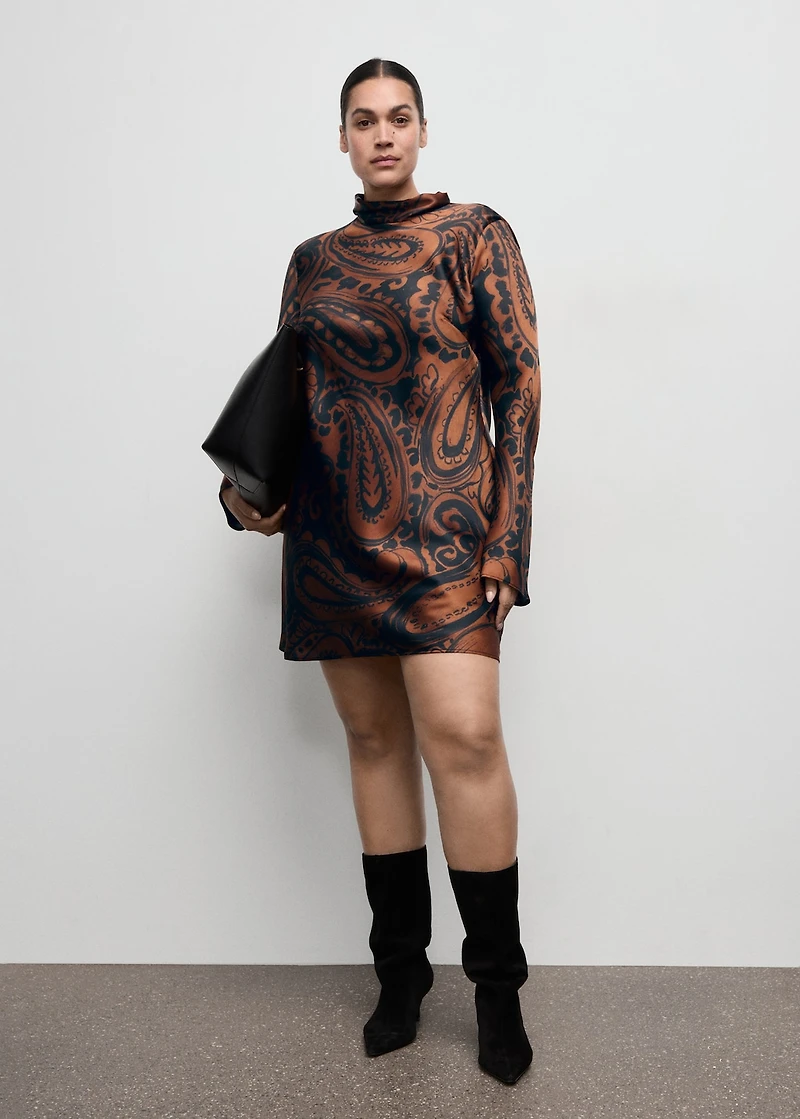 Paisley-print satin dress