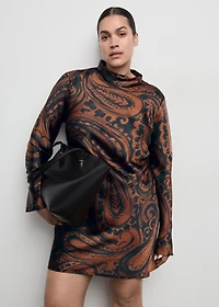 Paisley-print satin dress