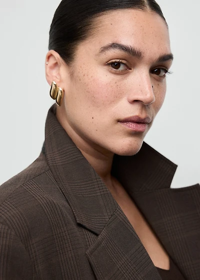 Double-breasted check suit jacket